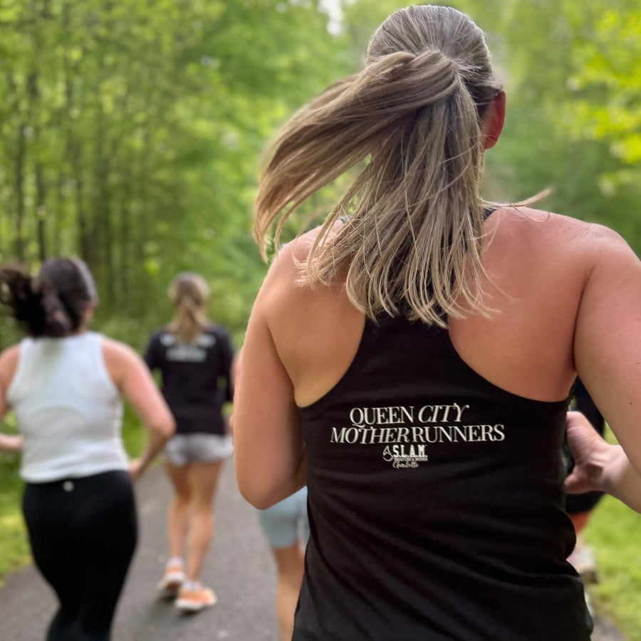 Queen City Mother Runners on a trail run