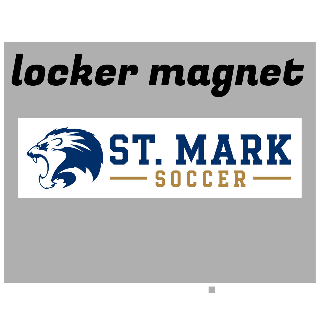St. Mark Soccer locker magnet, included free with every training shirt