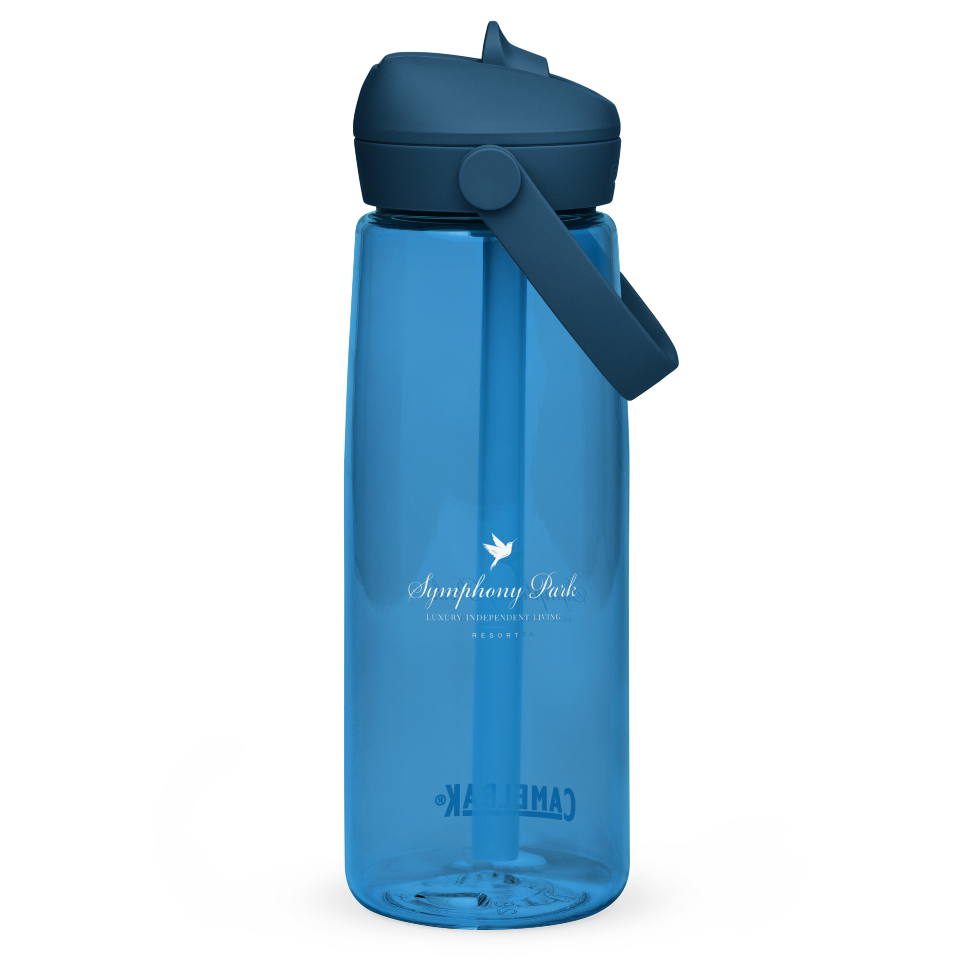 Oxford Blue Symphony Park flip straw water bottle, back