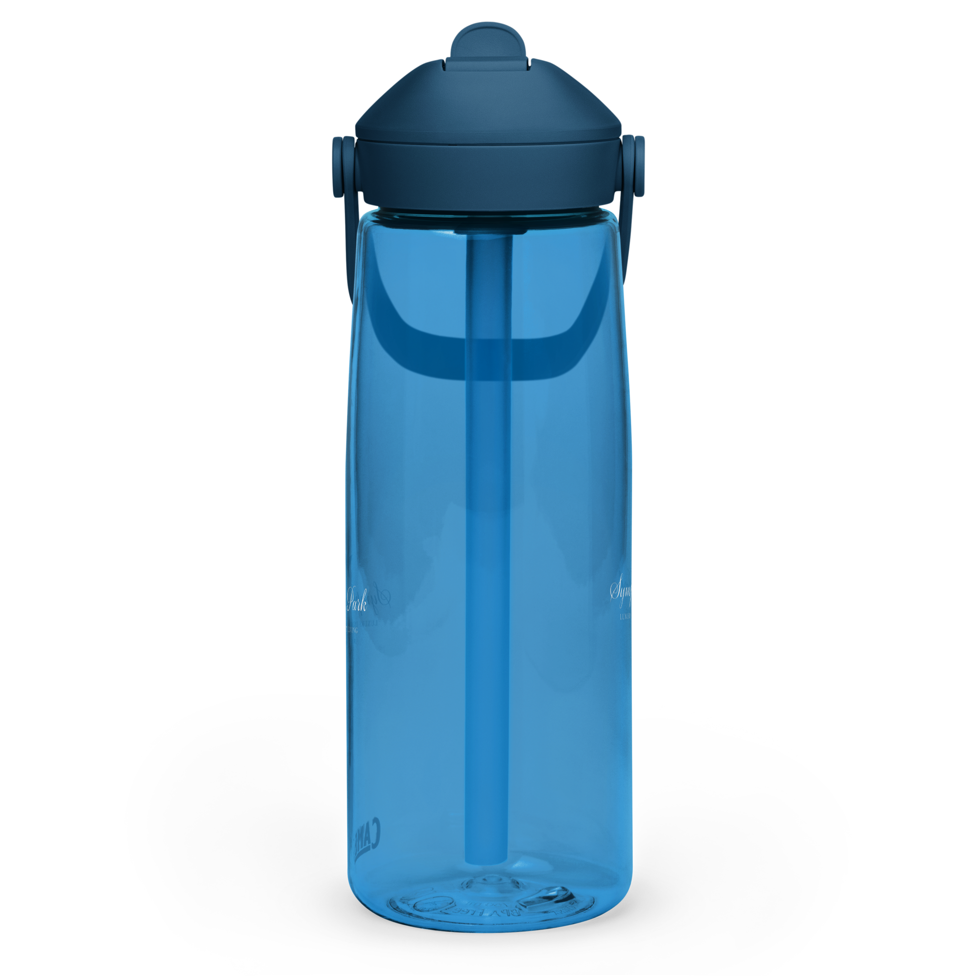 Oxford Blue Symphony Park flip straw water bottle, left side