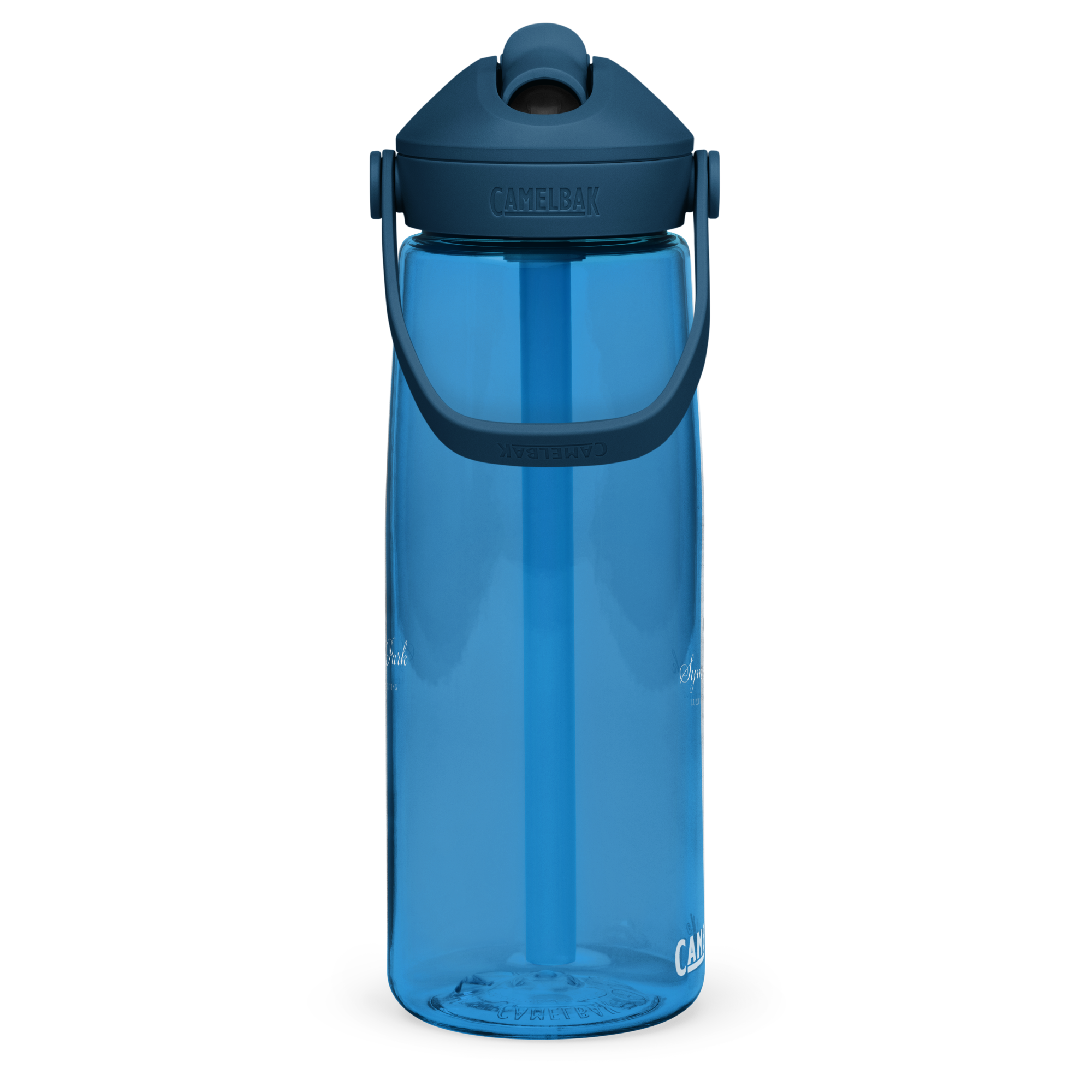 Oxford Blue Symphony Park flip straw water bottle, right side