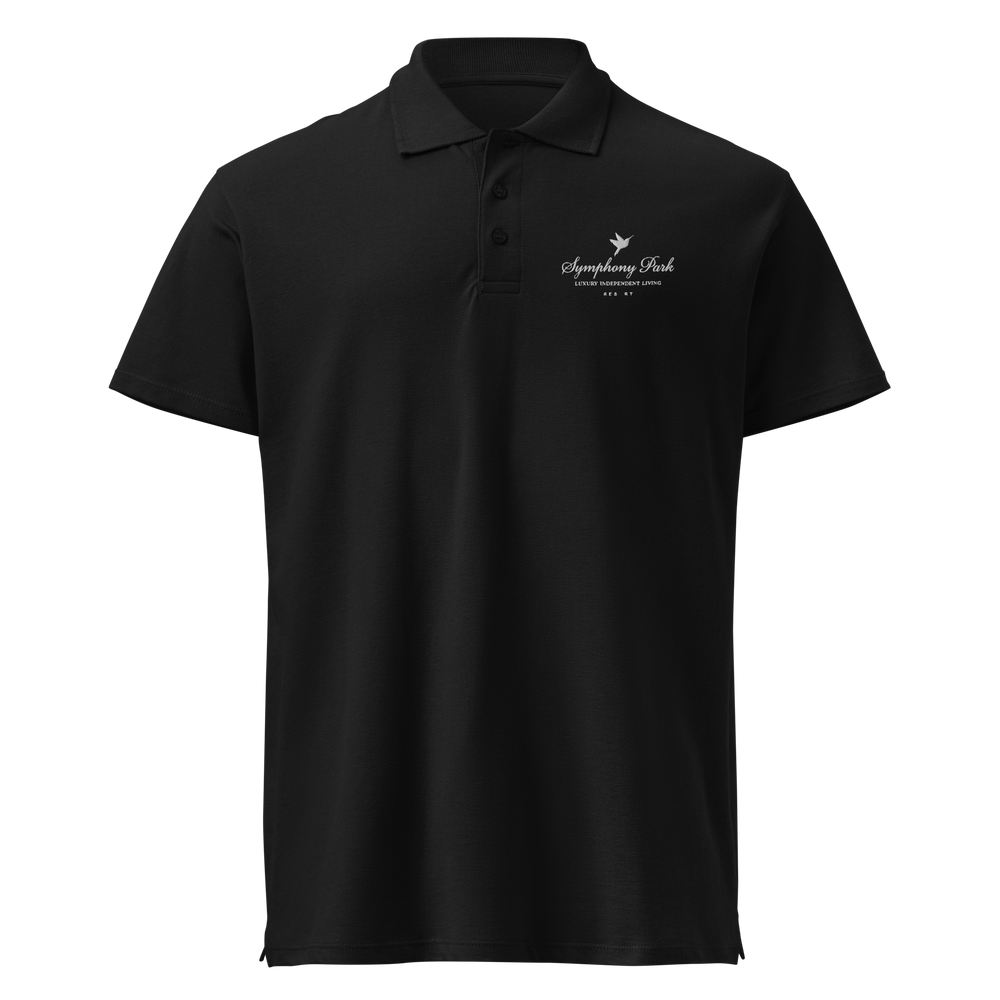 Black Symphony Park premium pique polo, front