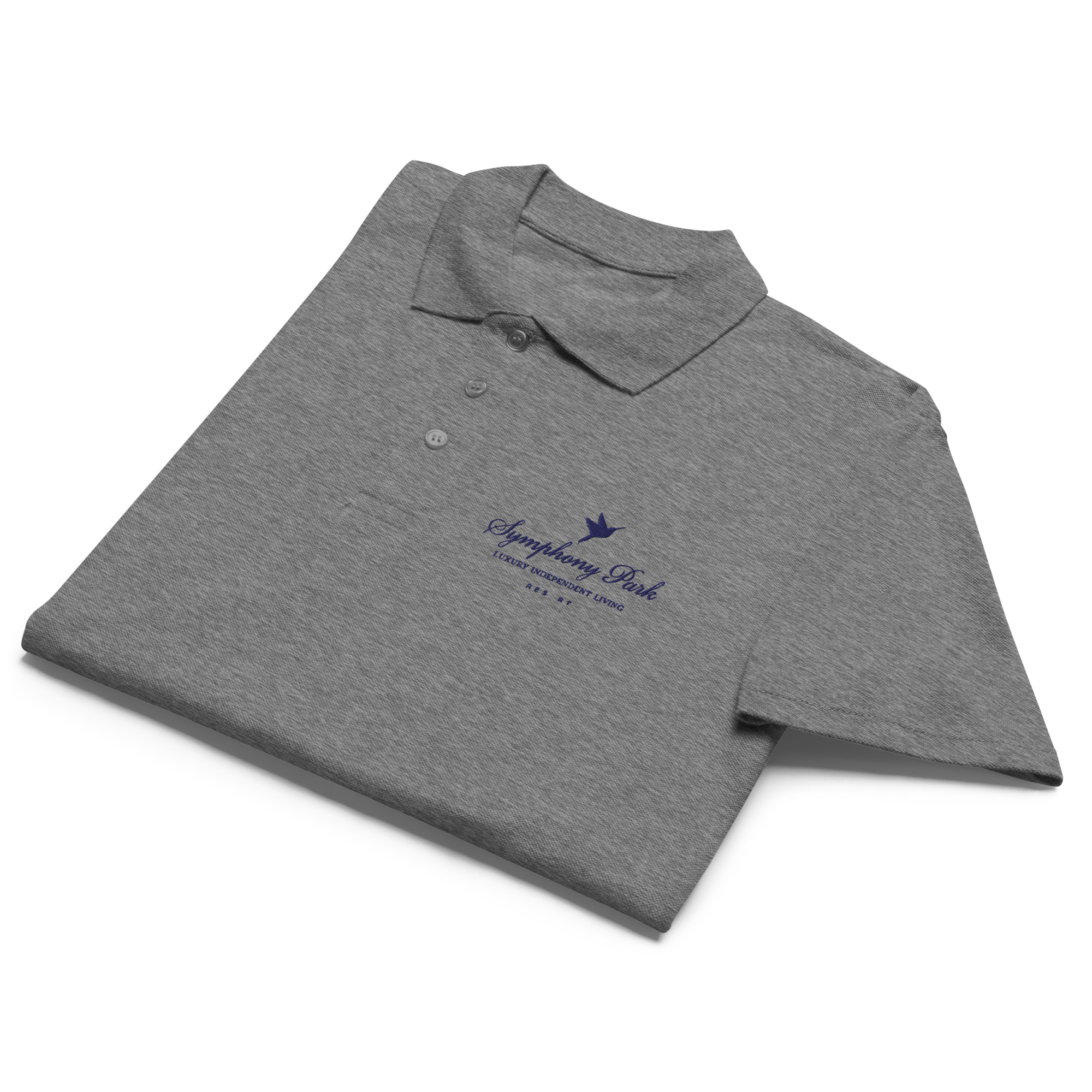 Grey Melange Symphony Park premium pique polo, front