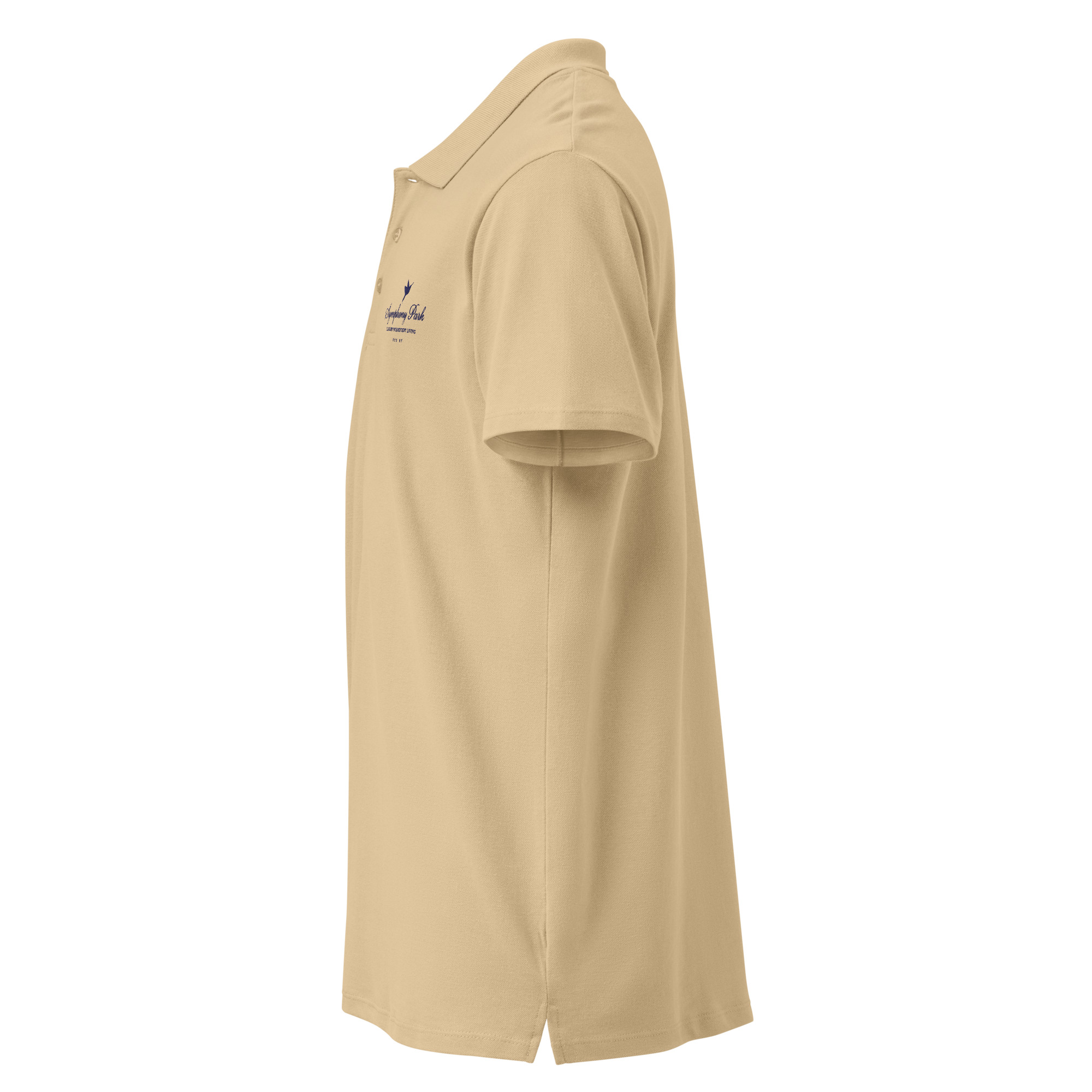 Sand Symphony Park premium pique polo, left side