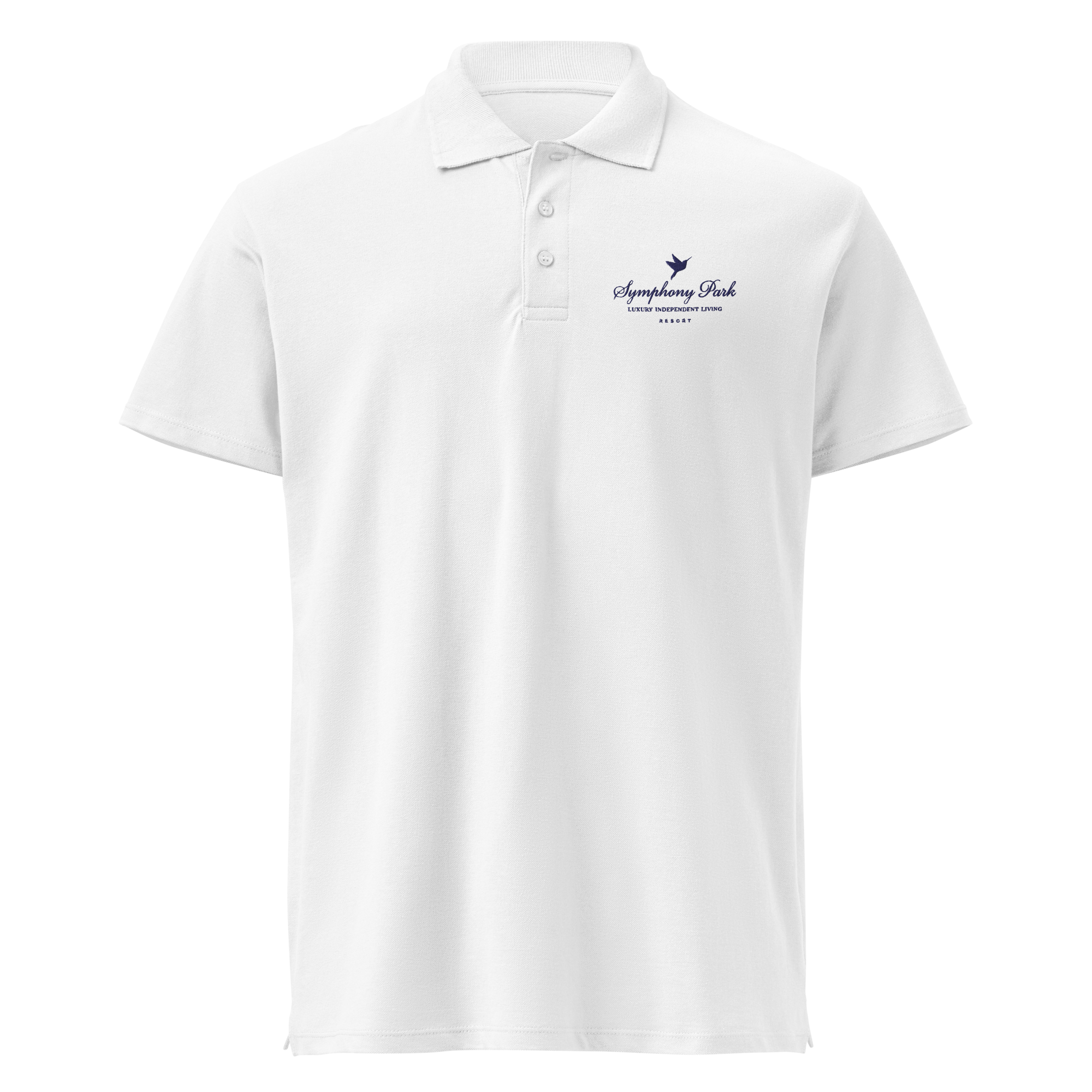 White Symphony Park premium pique polo, front