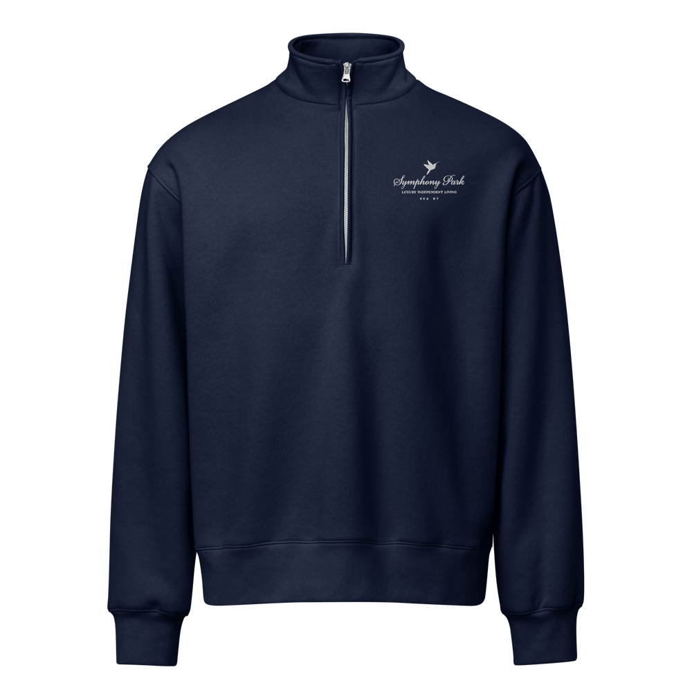 Navy Symphony Park mock neck half-zip, front