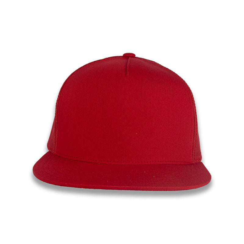 Yupoong Five-Panel Classic Mesh Trucker's Cap - Red