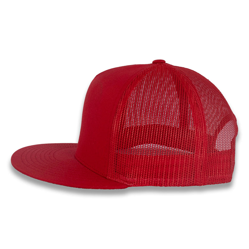 Yupoong Five-Panel Classic Mesh Trucker's Cap - Red