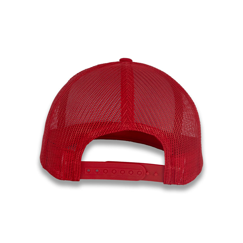 Yupoong Five-Panel Classic Mesh Trucker's Cap - Red