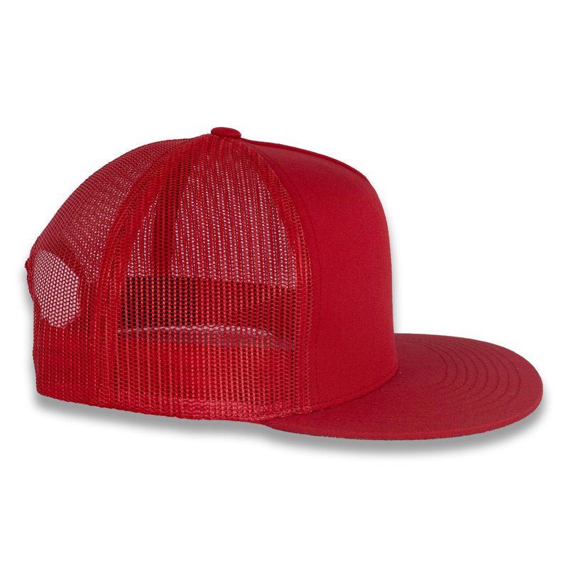 Yupoong Five-Panel Classic Mesh Trucker's Cap - Red