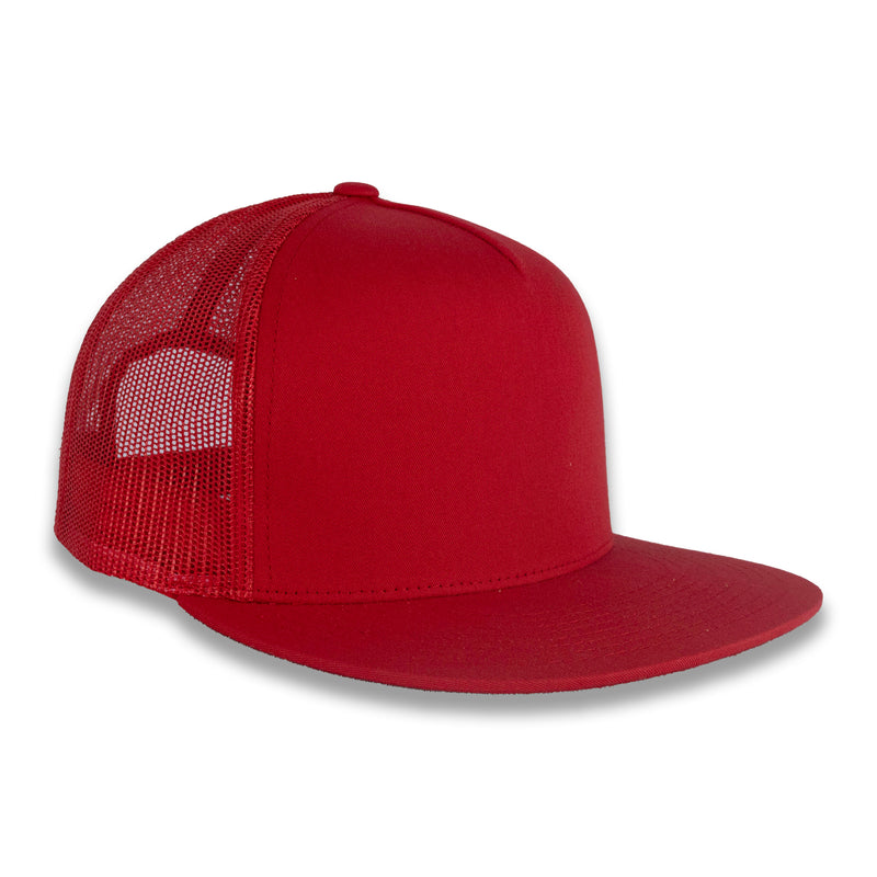Yupoong Five-Panel Classic Mesh Trucker's Cap - Red