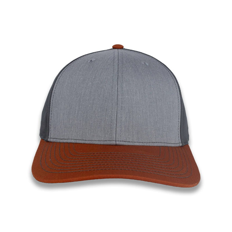 Richardson Tri-Color Twill Trucker -Heather Gray/Charcoal/Dark Orange