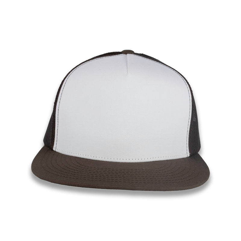 Yupoong Five-Panel Classic Mesh Trucker's Cap - Brown/White/Brown