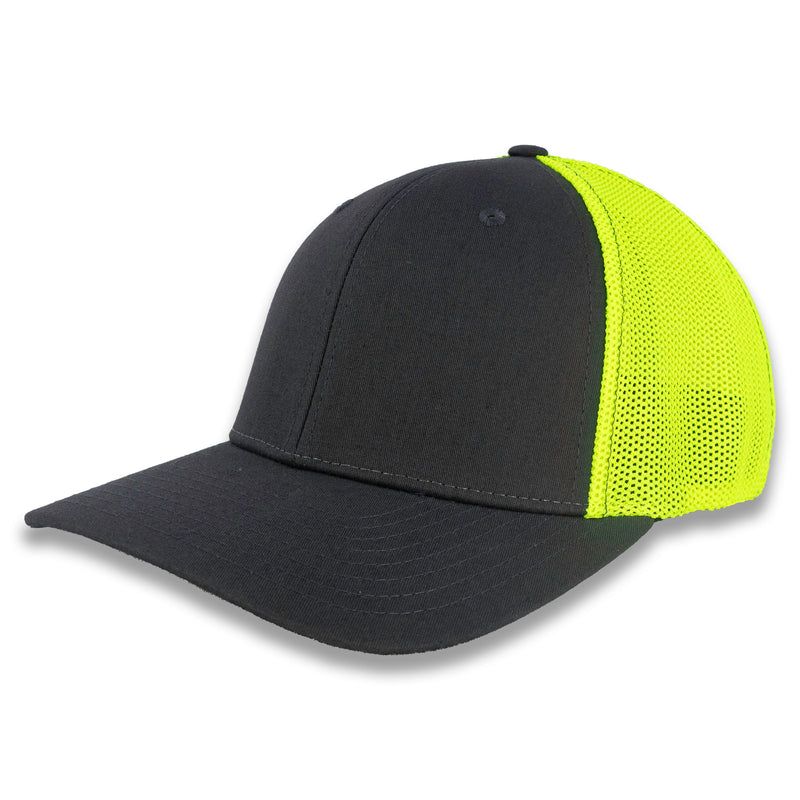 Richardson R-Flex Trucker Cap - Charcoal/Neon Yellow