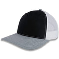 Richardson 112 Tri-Color Trucker - Black/White/Heather Gray