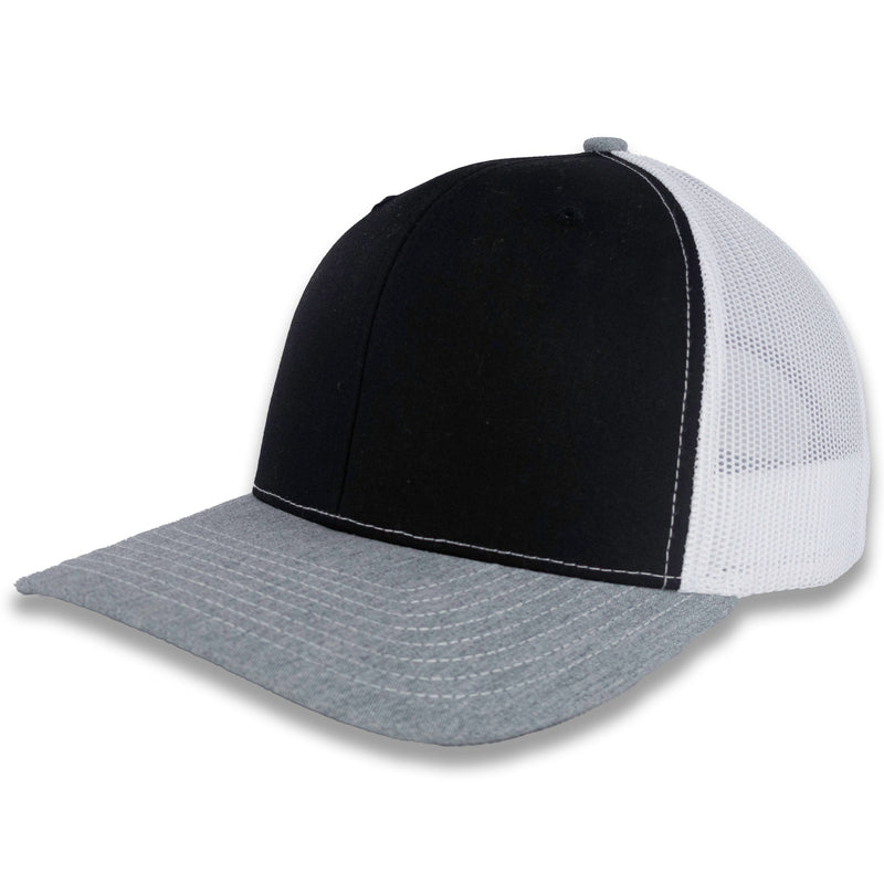 Richardson 112 Tri-Color Trucker - Black/White/Heather Gray