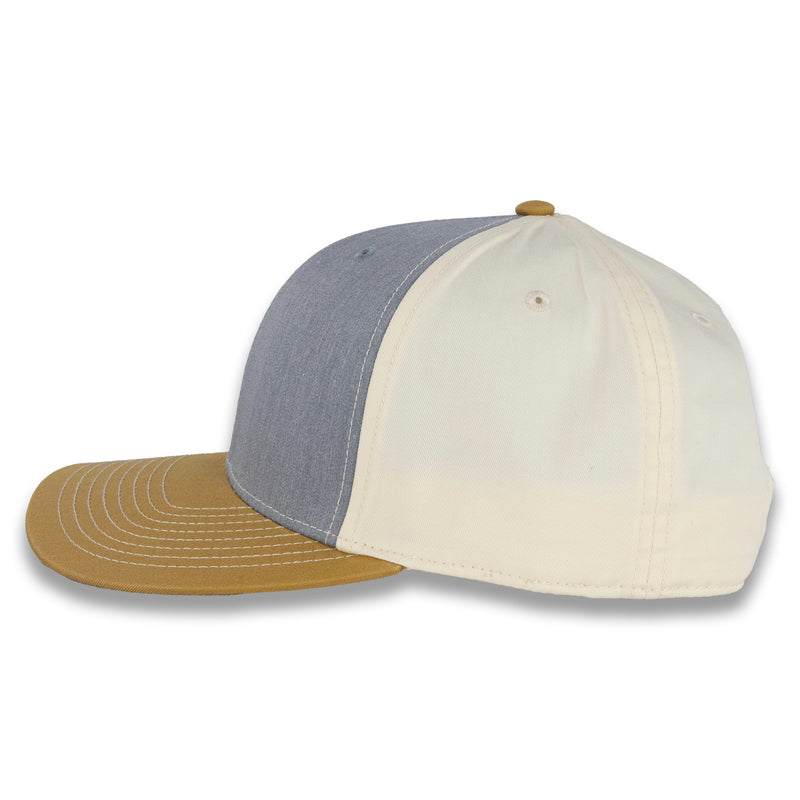 Richardson Tri-Color Twill Trucker - Heather Gray/Birch/Amber Gold