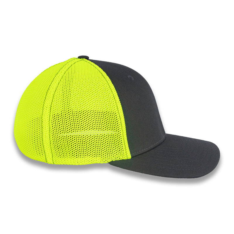 Richardson R-Flex Trucker Cap - Charcoal/Neon Yellow