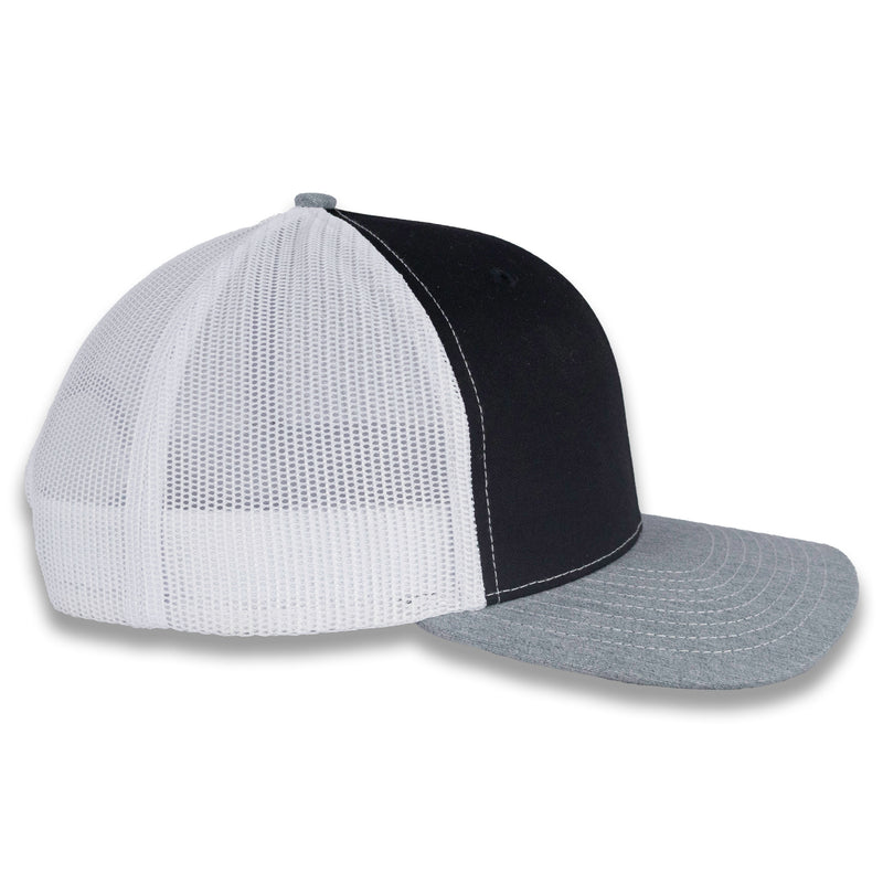 Richardson 112 Tri-Color Trucker - Black/White/Heather Gray