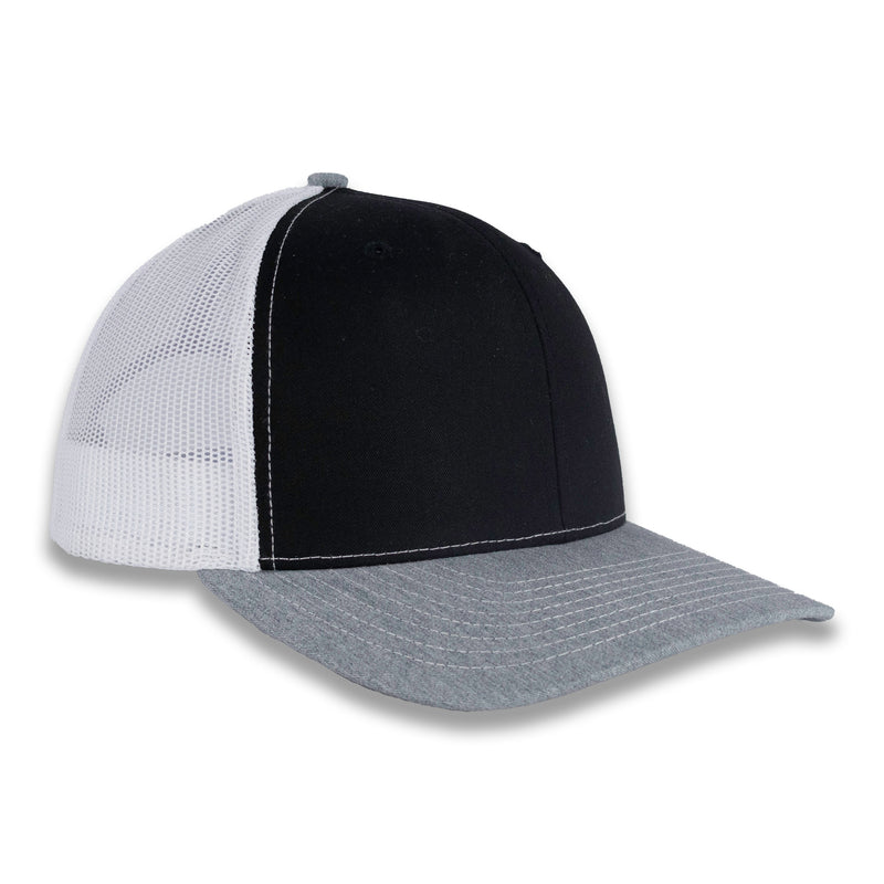 Richardson 112 Tri-Color Trucker - Black/White/Heather Gray