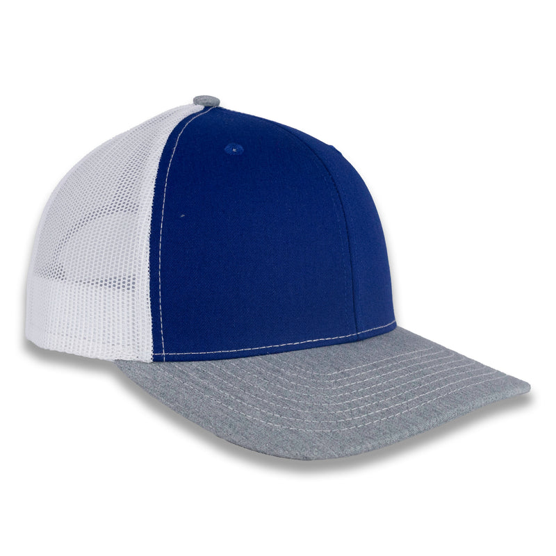 Richardson 112 Tri-Color Trucker - Royal/White/Heather Gray