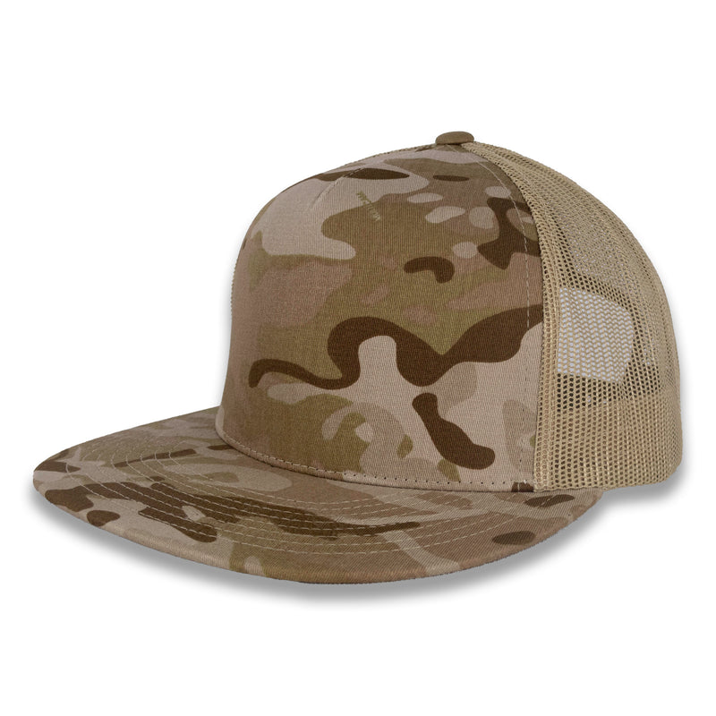 Yupoong Five-Panel Classic Mesh Trucker's Cap - Multicam Arid/Tan