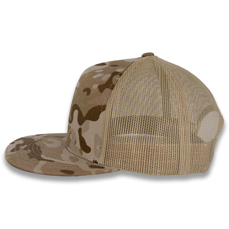 Yupoong Five-Panel Classic Mesh Trucker's Cap - Multicam Arid/Tan