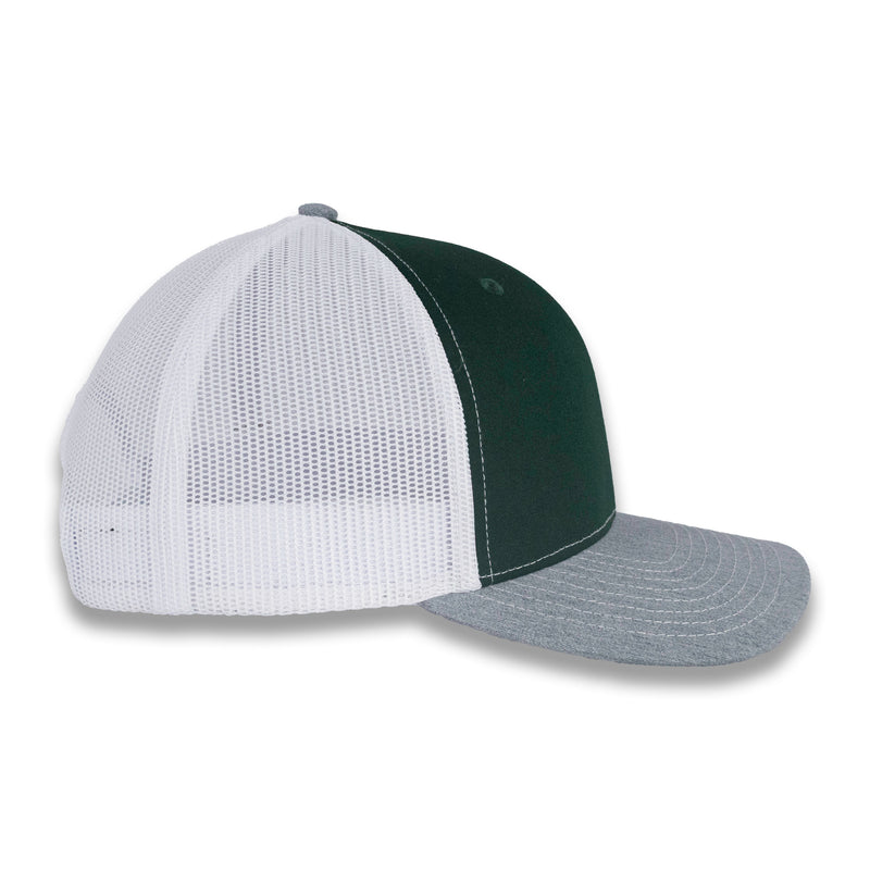 Richardson 112 Tri-Color Trucker - Dark Green/White/Heather Gray