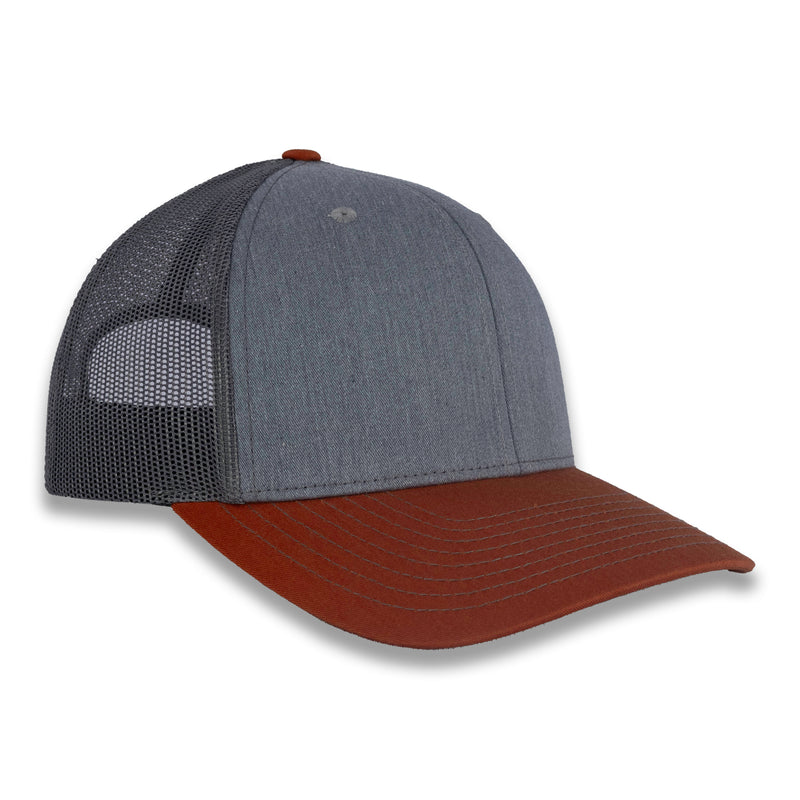 Richardson 112 Tri-Color Trucker - Heather Gray/Charcoal/Dark Orange