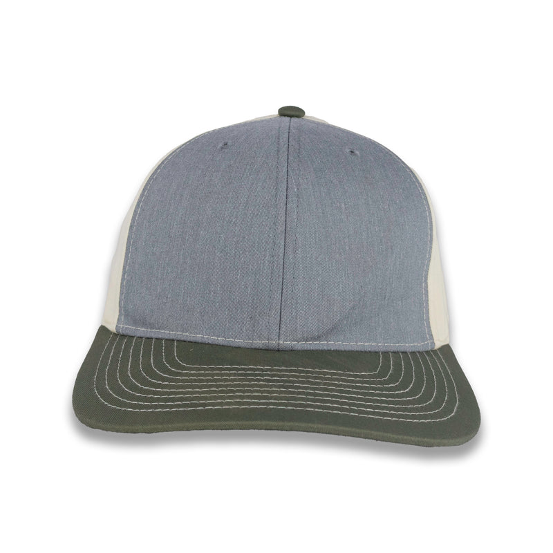 Richardson Tri-Color Twill Trucker - Heather Gray/Birch/Loden