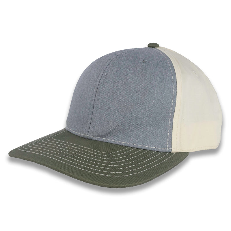 Richardson Tri-Color Twill Trucker - Heather Gray/Birch/Loden