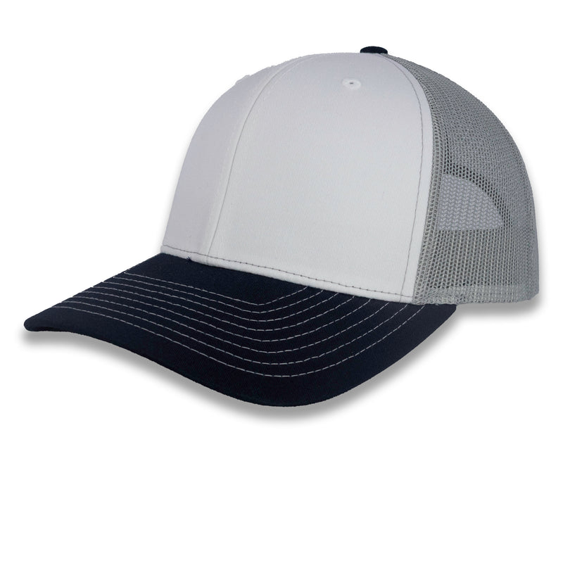 Richardson 112 Tri-Color Trucker - White/Aluminum/Navy