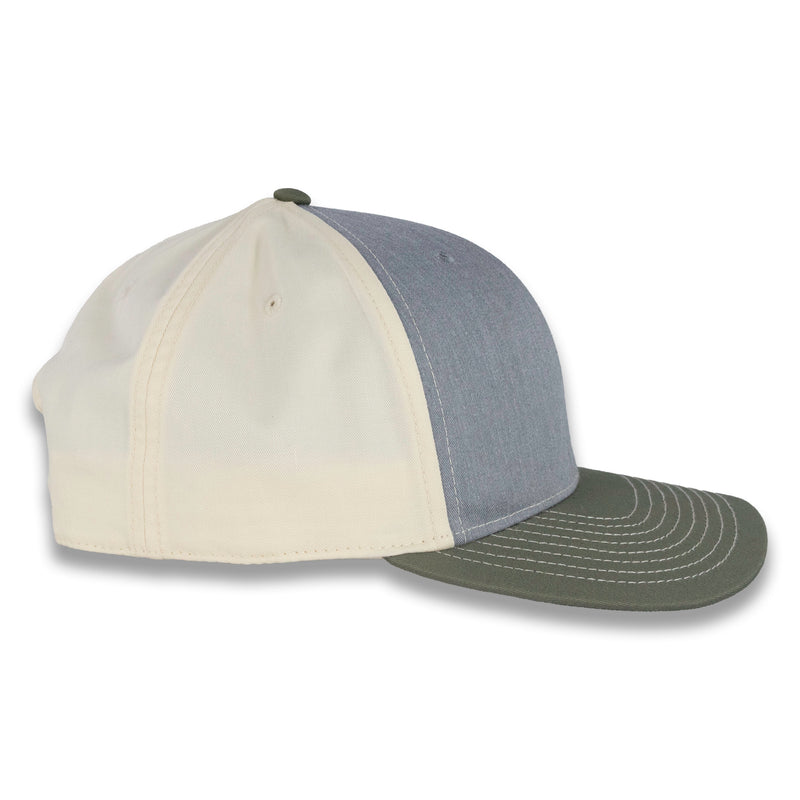Richardson Tri-Color Twill Trucker - Heather Gray/Birch/Loden