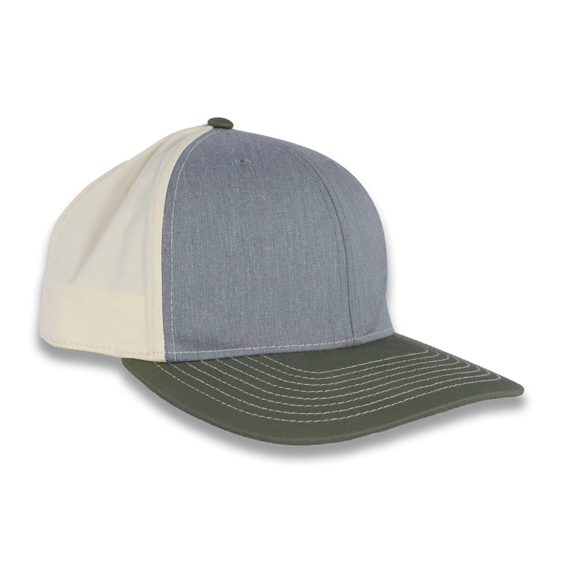 Richardson Tri-Color Twill Trucker - Heather Gray/Birch/Loden