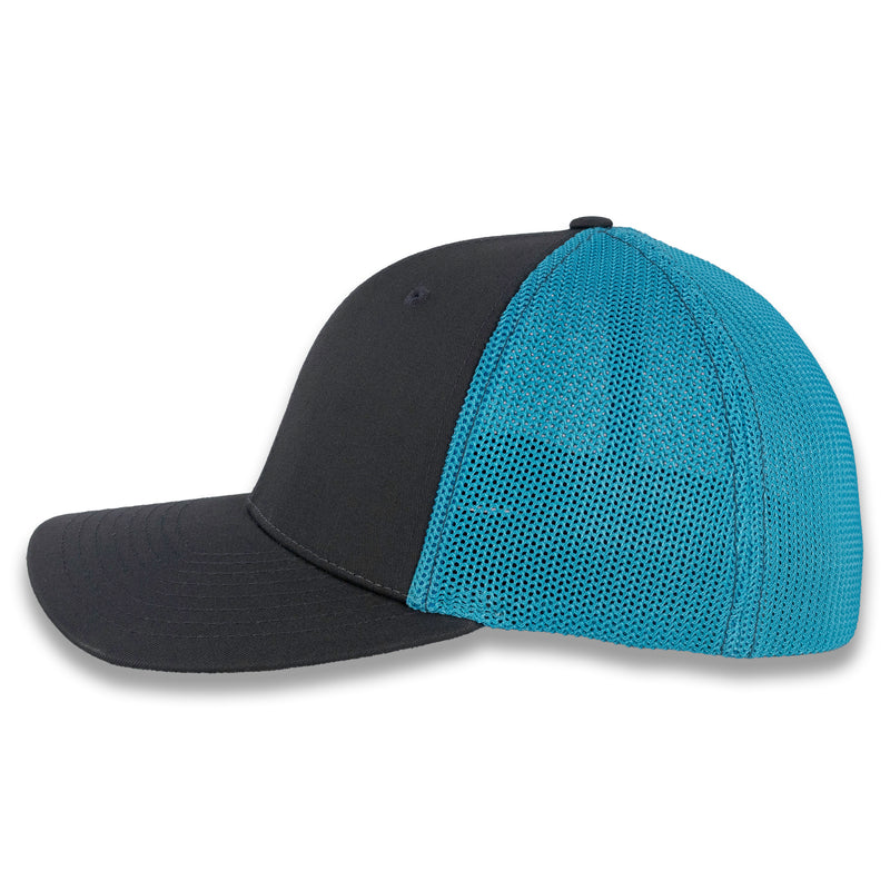 Richardson R-Flex Trucker Cap - Charcoal/Neon Blue