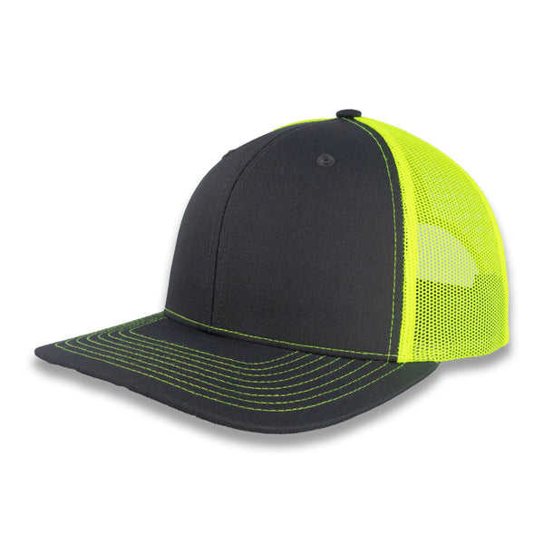 Richardson 112 Split Trucker - Charcoal/Neon Yellow
