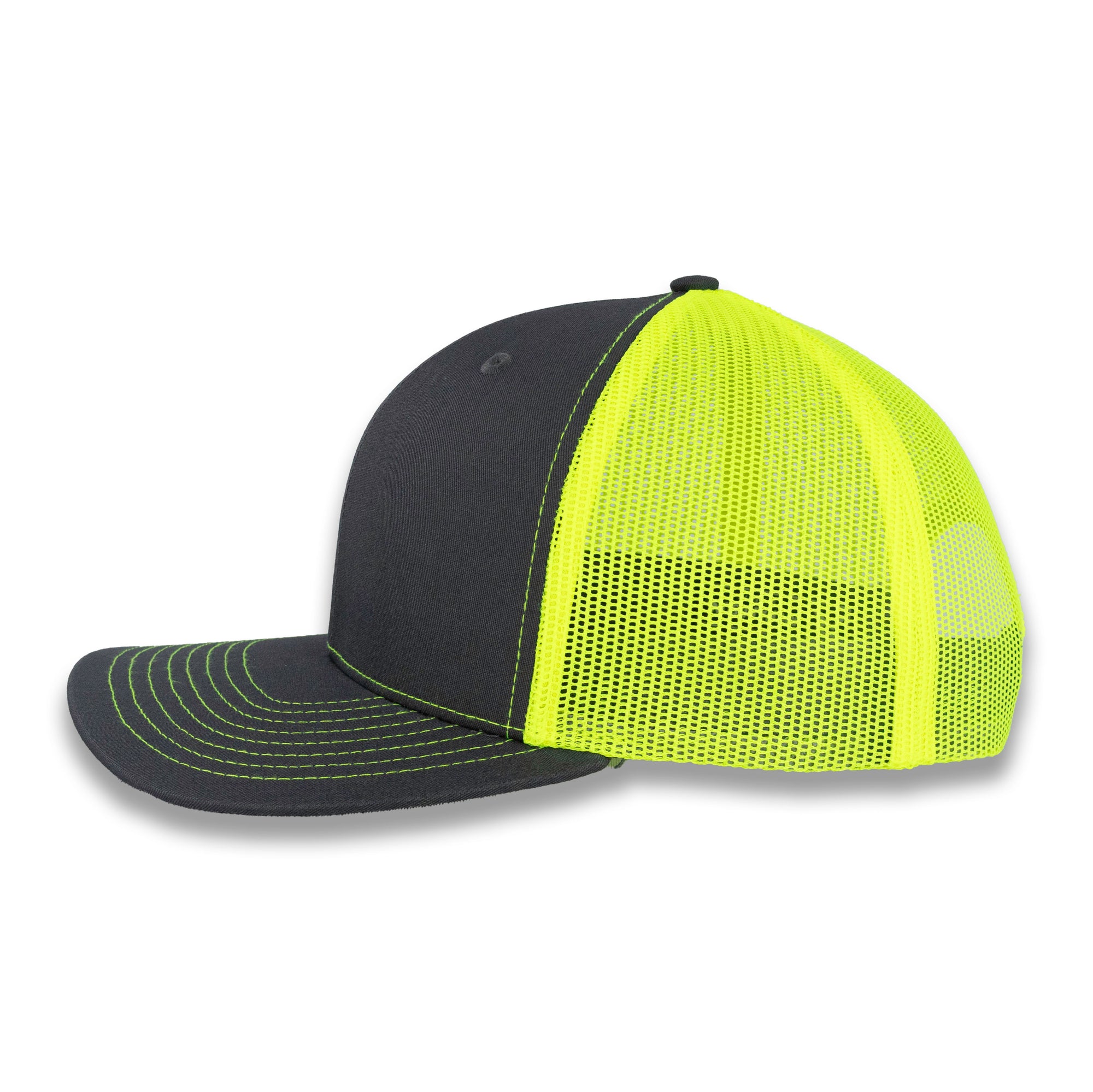 Richardson 112 Split Trucker - Charcoal/Neon Yellow