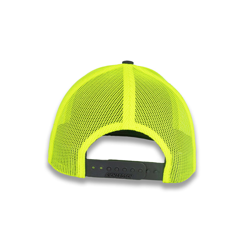 Richardson 112 Split Trucker - Charcoal/Neon Yellow