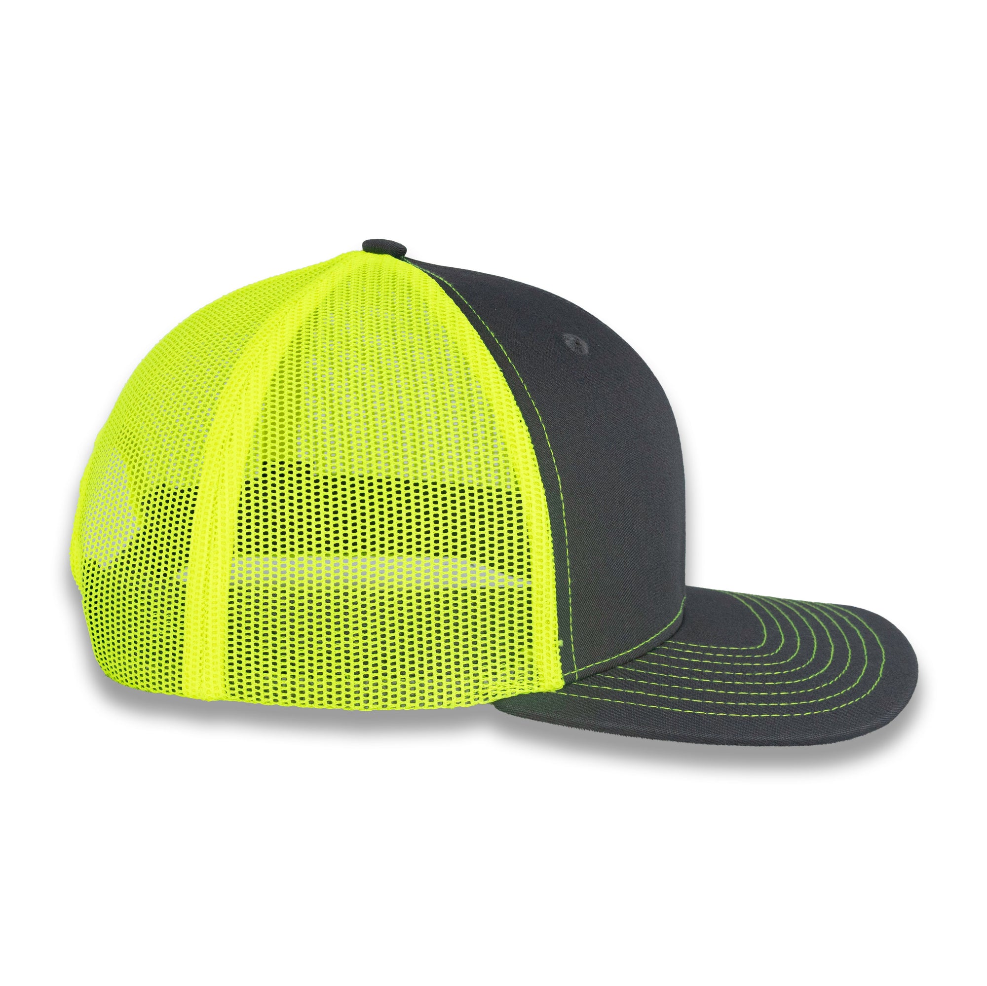 Richardson 112 Split Trucker - Charcoal/Neon Yellow