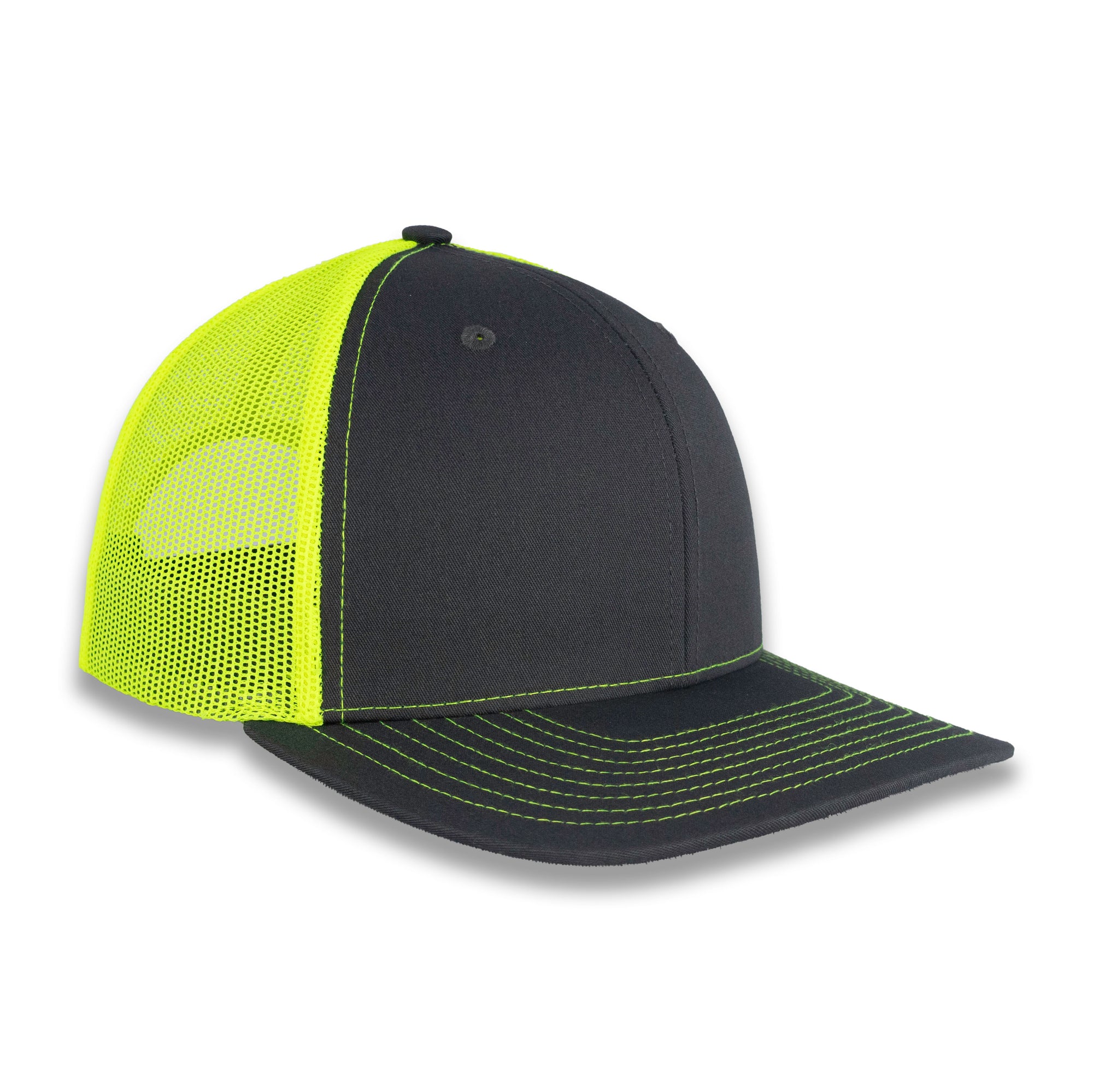 Richardson 112 Split Trucker - Charcoal/Neon Yellow