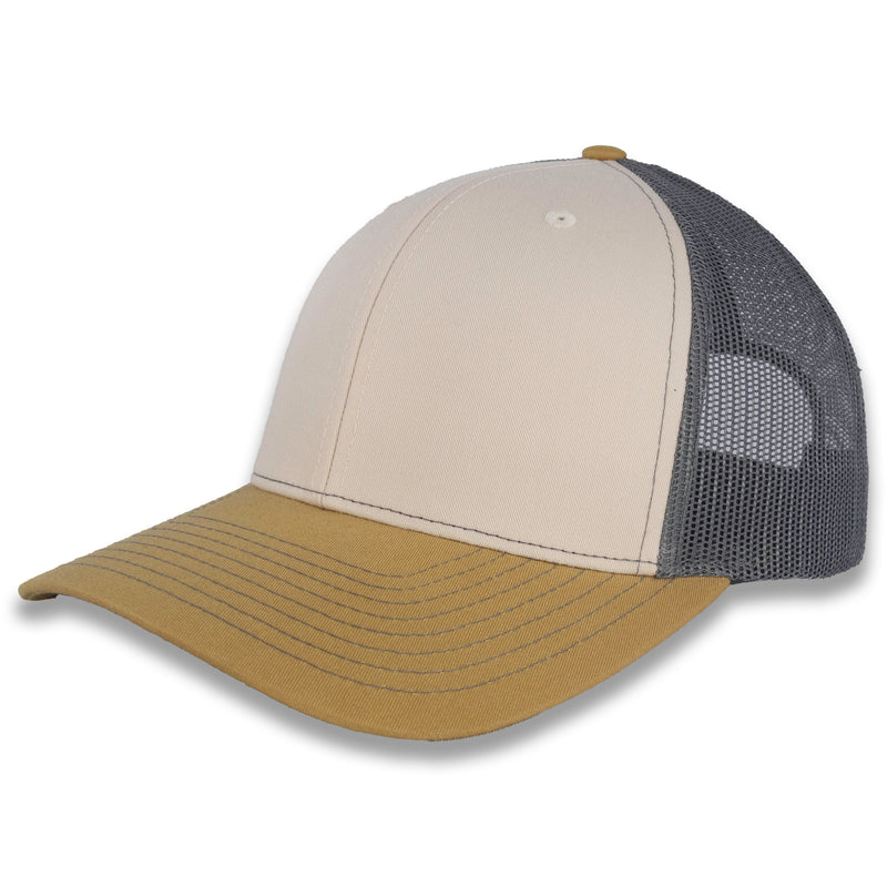 Richardson 112 Tri-Color Trucker - Mink Beige/Charcoal/Amber Gold