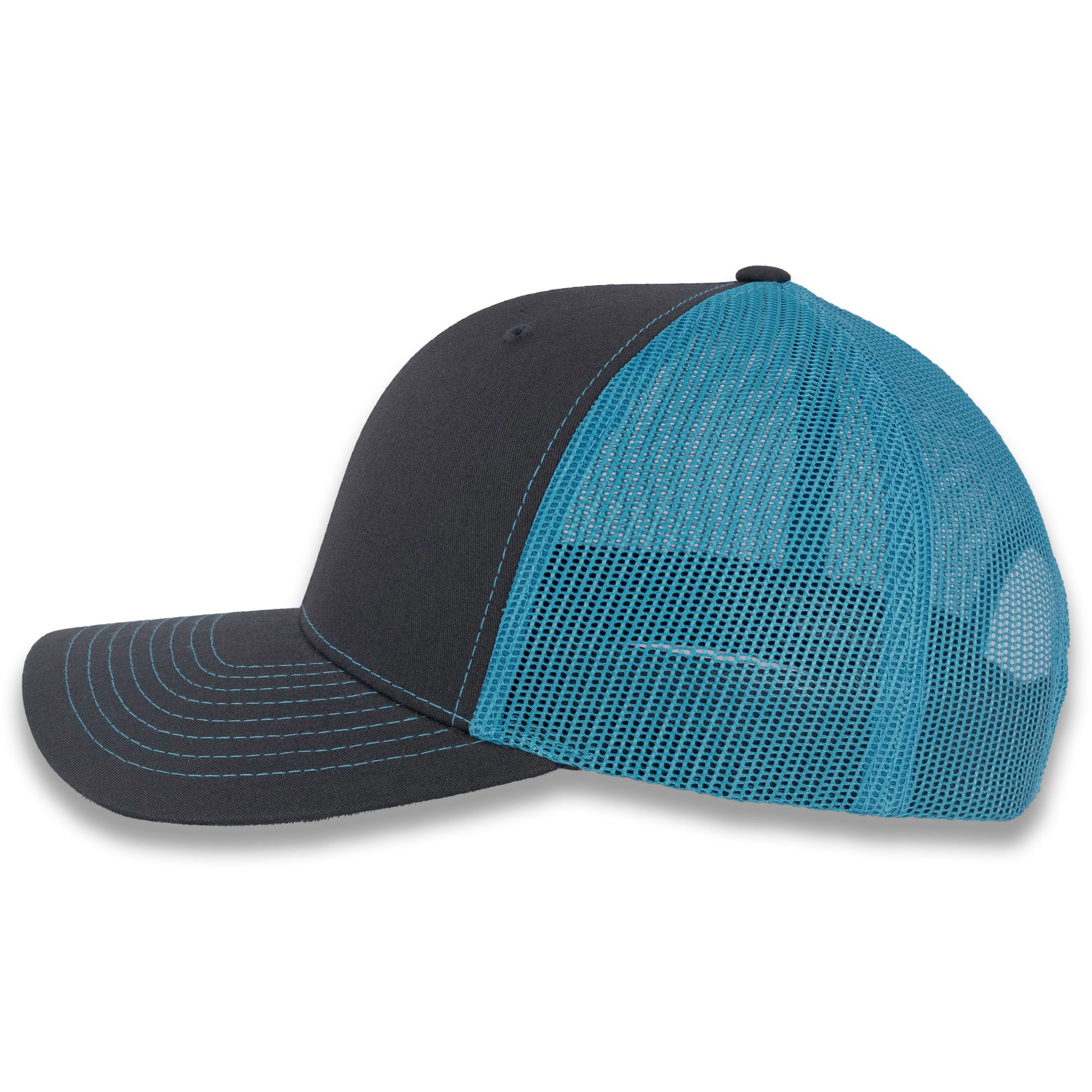 Richardson 112 Split Trucker - Charcoal/Neon Blue