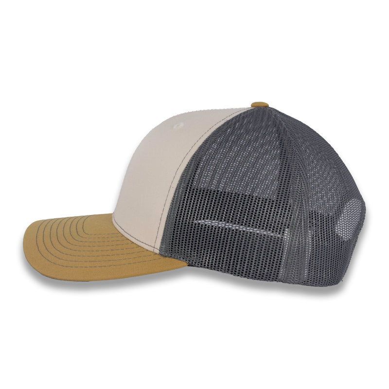 Richardson 112 Tri-Color Trucker - Mink Beige/Charcoal/Amber Gold