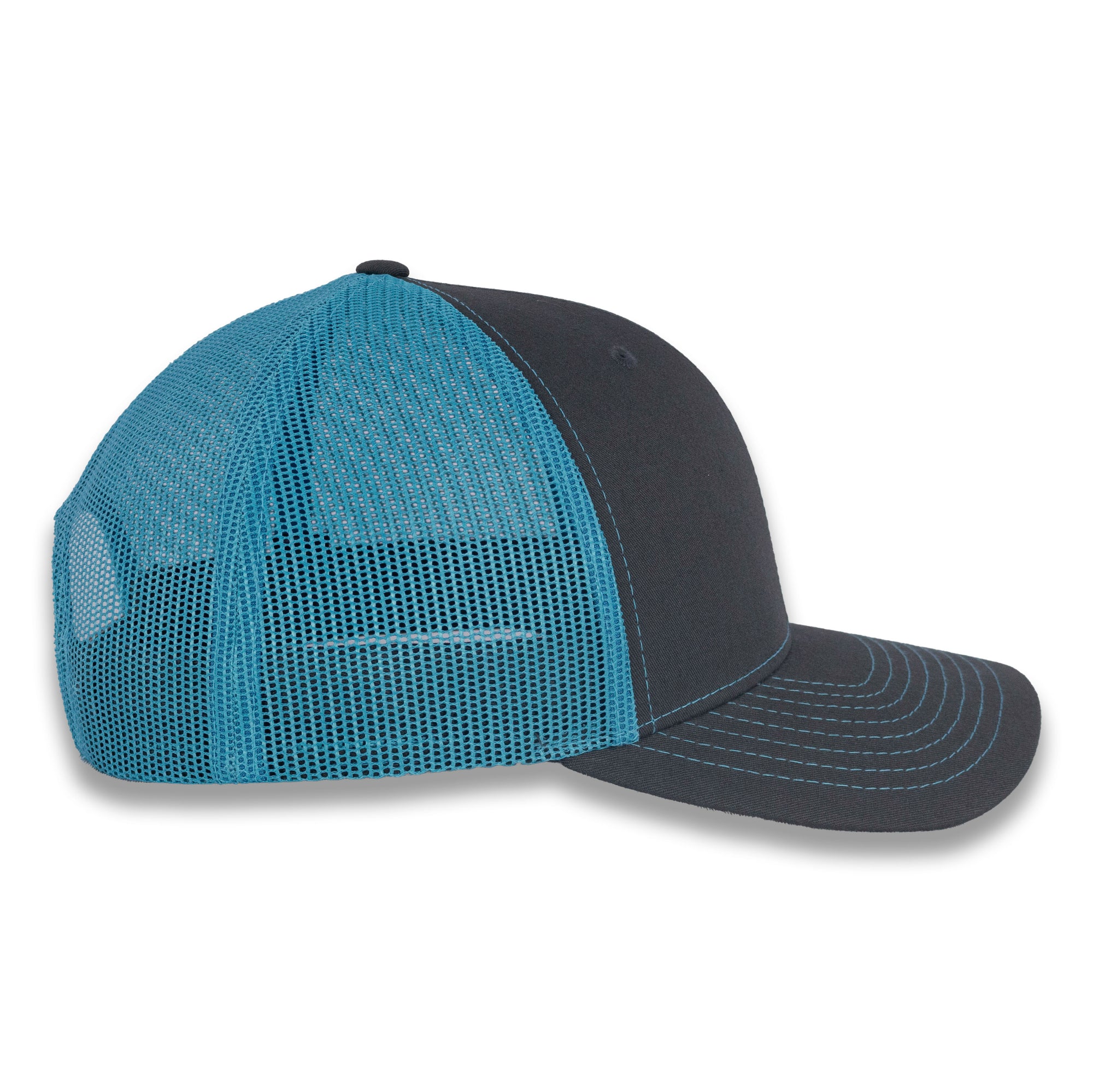 Richardson 112 Split Trucker - Charcoal/Neon Blue