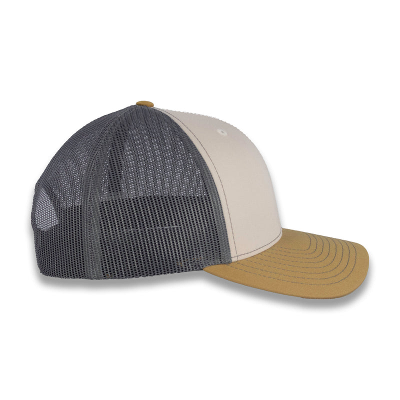 Richardson 112 Tri-Color Trucker - Mink Beige/Charcoal/Amber Gold