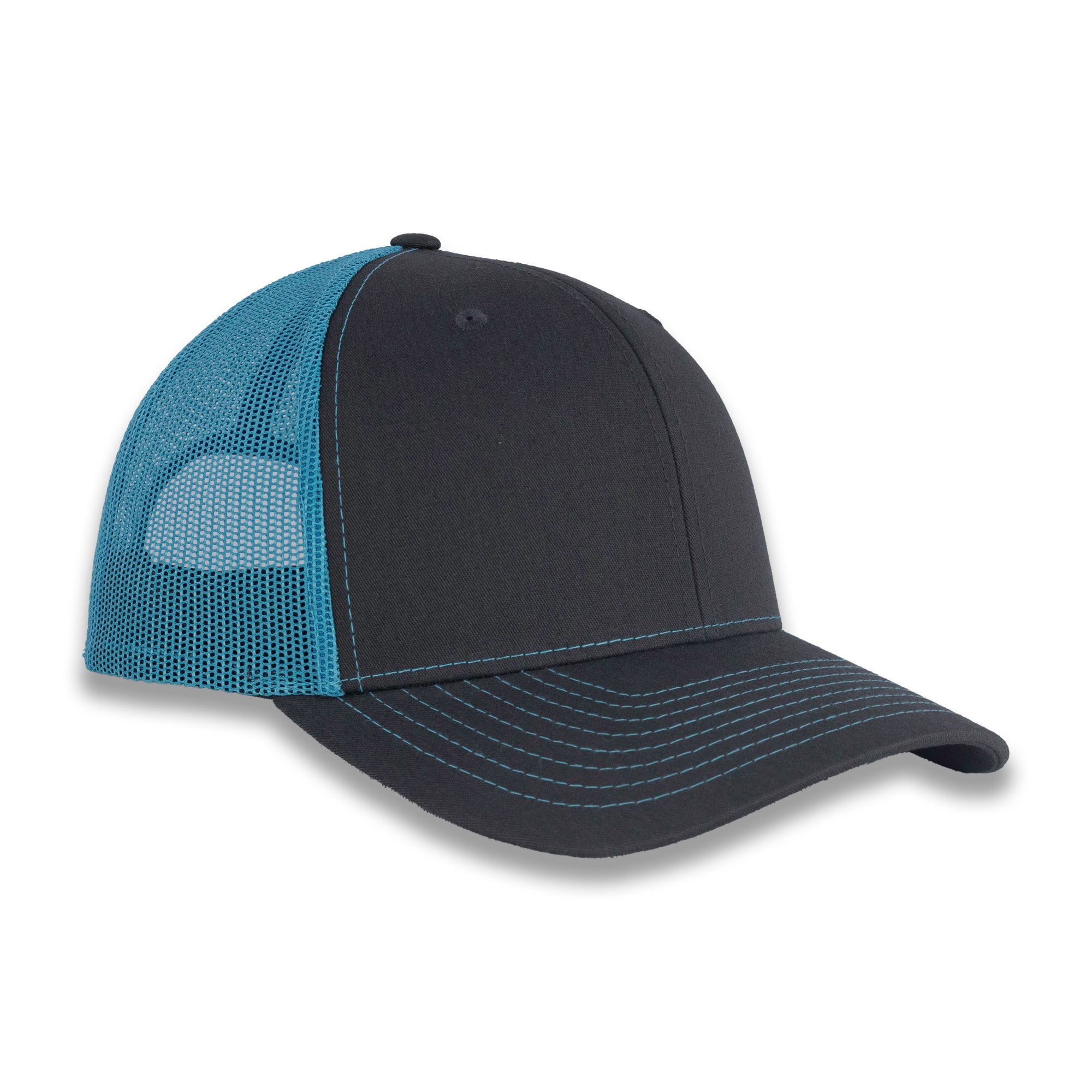 Richardson 112 Split Trucker - Charcoal/Neon Blue