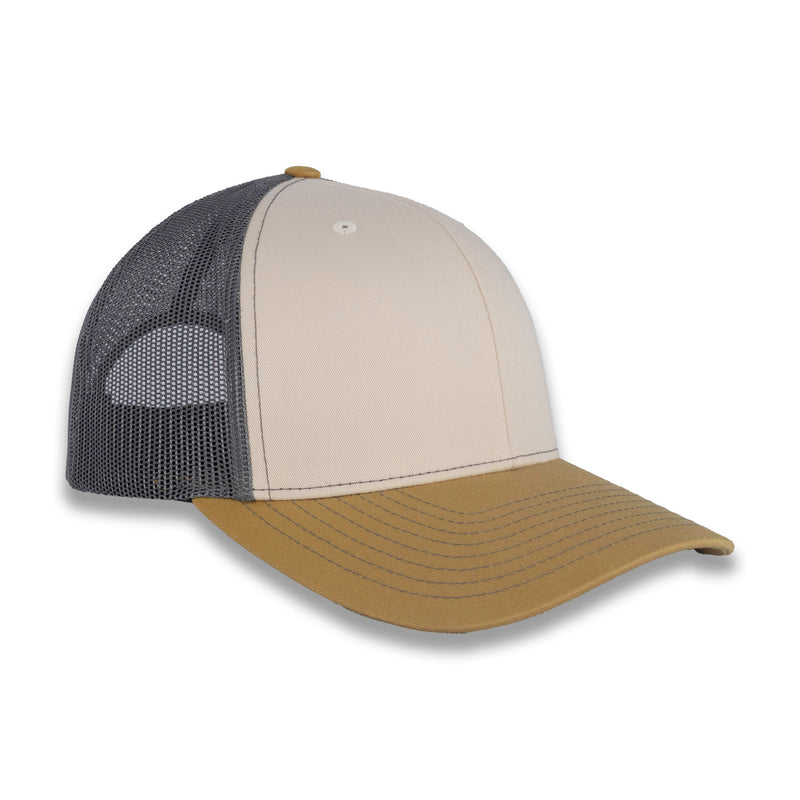 Richardson 112 Tri-Color Trucker - Mink Beige/Charcoal/Amber Gold