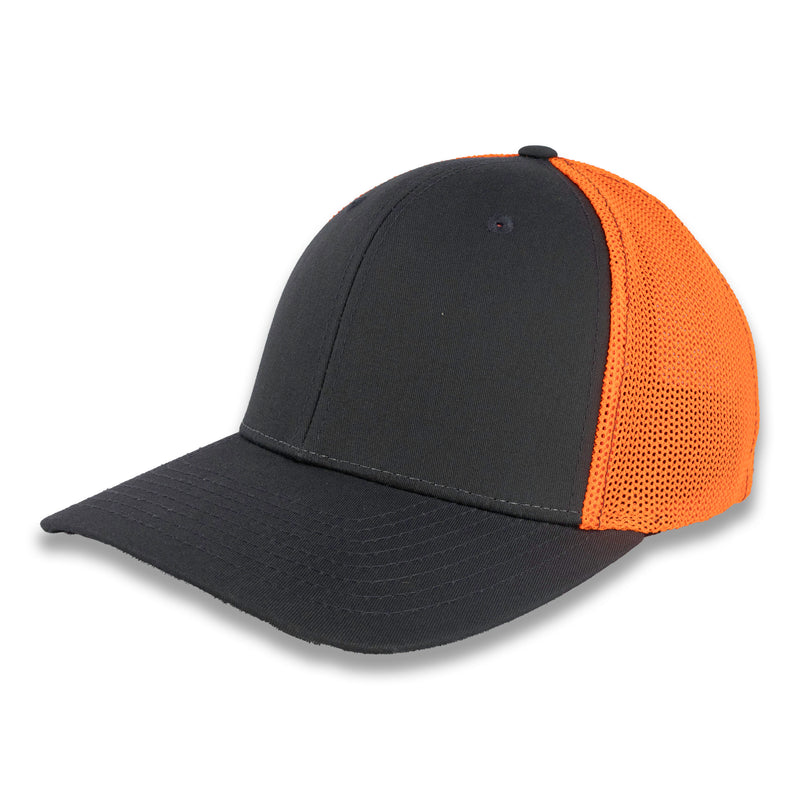 Richardson R-Flex Trucker Cap - Charcoal/Neon Orange