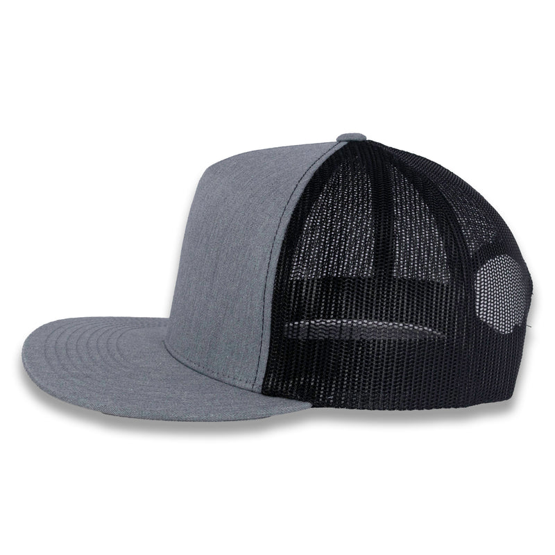 Yupoong Five-Panel Classic Mesh Trucker's Cap - Heather Gray/Black