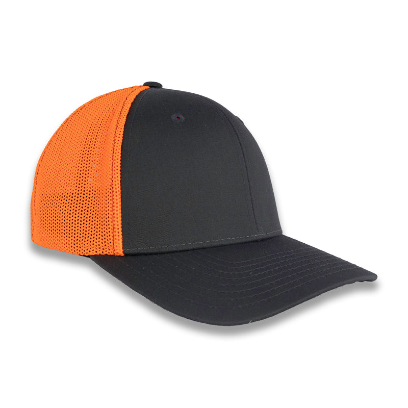 Richardson R-Flex Trucker Cap - Charcoal/Neon Orange